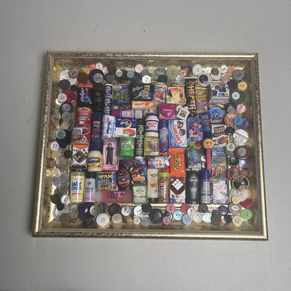 Mini Brands Food Toy Art Collage Framed Handmade Unique Decor Miniatures OOAK - Picture 3 of 13